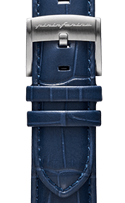 Echtes italienisches Lederarmband für elegante Uhren (22 mm) – Dunkelblau – Dunkelgraue Schließe