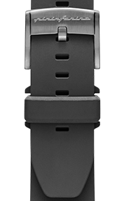 FKM Rubber 22mm Watch Strap - Black - Grey Buckle
