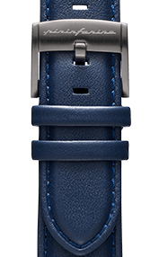 Echtes italienisches Lederarmband (22 mm) – Dunkelblau – Dunkelgraue Schließe