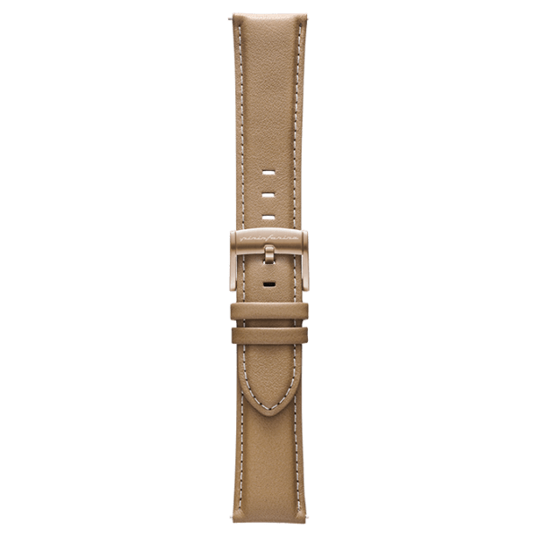 Pininfarina Genuine Italian Leather 22mm Watch Strap – Beige - Rose Gold Buckle -