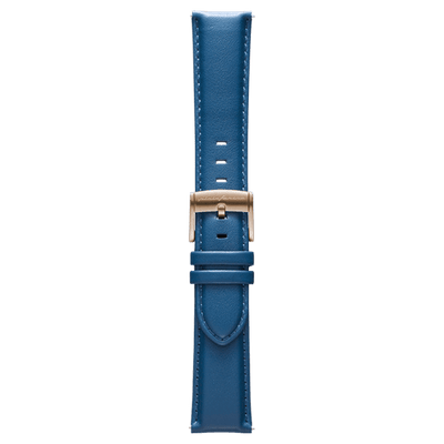 Pininfarina Genuine Italian Leather 22mm Watch Strap – Blue - Rose Gold Buckle