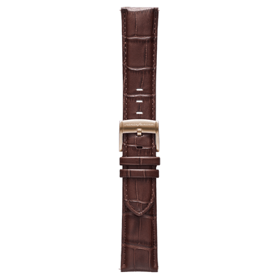 Pininfarina Genuine Italian Leather 22mm Dress Watch Strap – Dark Brown - Rose Gold Buckle
