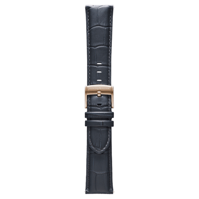 Pininfarina Genuine Italian Leather 22mm Dress Watch Strap – Dark Grey - Rose Gold Buckle