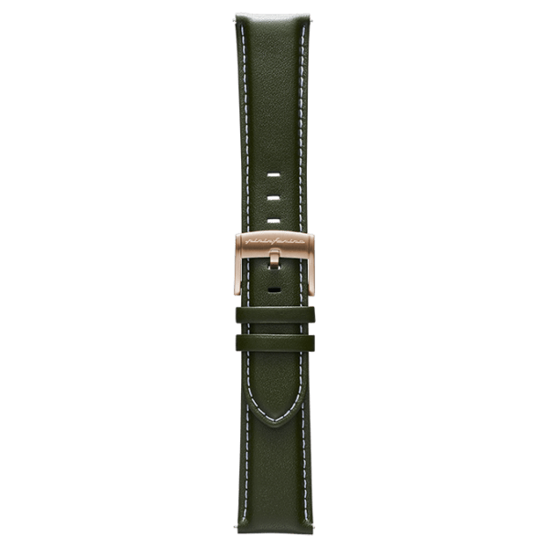 Pininfarina Genuine Italian Leather 22mm Watch Strap – Green - Rose Gold Buckle -
